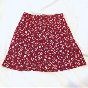 Hollister Sienna Red Floral Skirt Elastic Waist